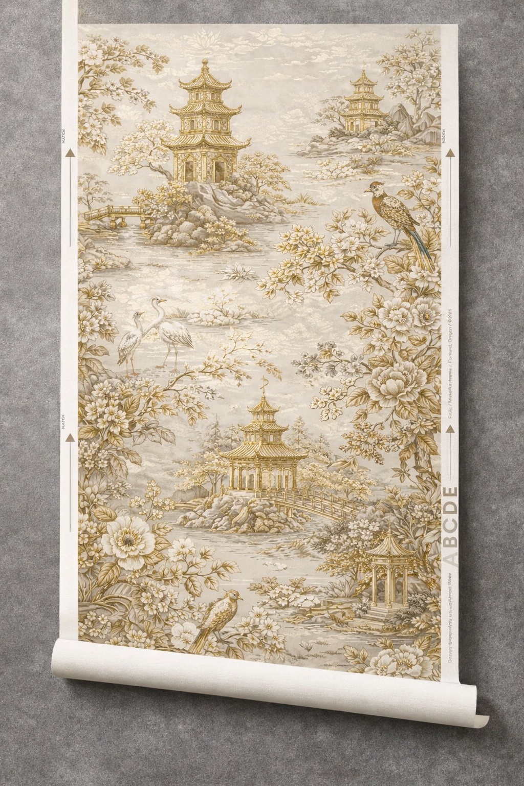 Close-up of trim or join marks on wallpaper selvage